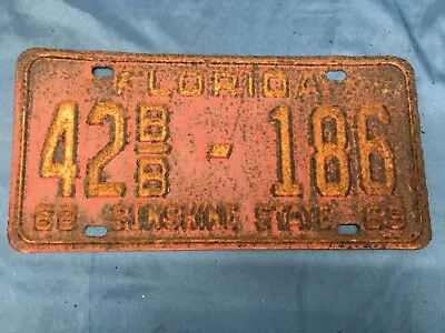 Vintage 1968/69 Marion County Florida License Plate Sunshine State 42B/B-186 • $19.99