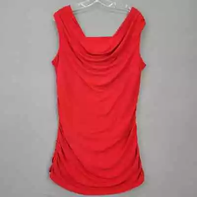 B-slim Women Dress Size XL Red Mini Stretch Bodycon Sleeveless Gathers Cowl Neck • $18