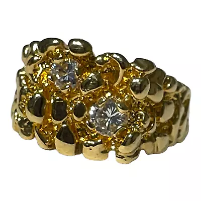 18K Gold Plated Ring 9 Mens Rhinestone Chunky Skull Teeth Streetwear Bling • $44.95