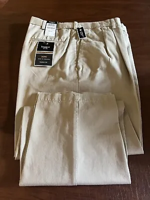 Haggar Mens No Iron Khaki Classic Fit Pleat Expandable Waist Pants 38X34 Khaki. • $20