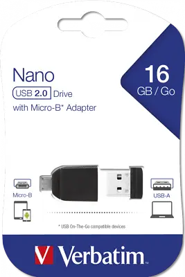 Verbatim USB Stick Store 'N' Stay Nano 16GB 32GB USB 2.0 With Micro Usb-Adapter • $17.19