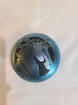 Vintage 1984 Vandermark Merritt Iridescent Paperweight By Barry Sautner Unicorn  • $250