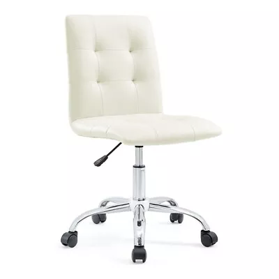 Modway Prim Faux Leather Mid Back Swivel Office Chair In White • $87.31