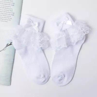 Girls/ladies/baby White Ankle Frilly Lace Socks 1/2/3 Pairs Womens Frill Socks • $15.37