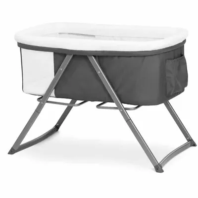 New Hauck Dreamer Rocking Crib Cot Bed Travel Cot  0 To 6 M - GREY • £66.99
