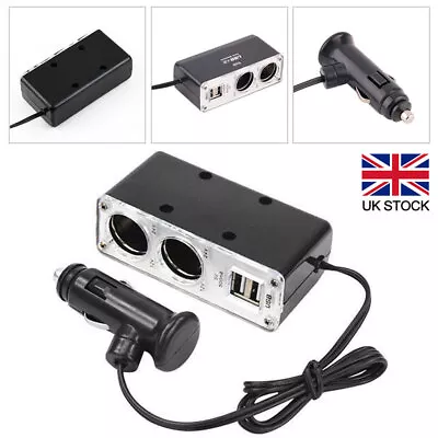 Car Cigarette Lighter Splitter 12V Socket USB 2Way Plug Multi Charger Adapter UK • £7.02