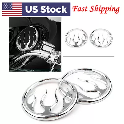 Chrome Flame Speaker Grill Accent Trim Cover For Harley Electra Street Glide Tri • $22.18