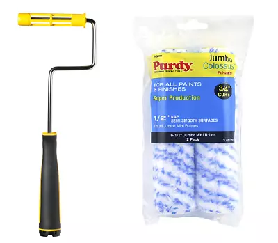 Purdy Jumbo Mini Paint Roller Frame Including 6.5  4.5  Paint Roller Sleeves X2 • £17.25