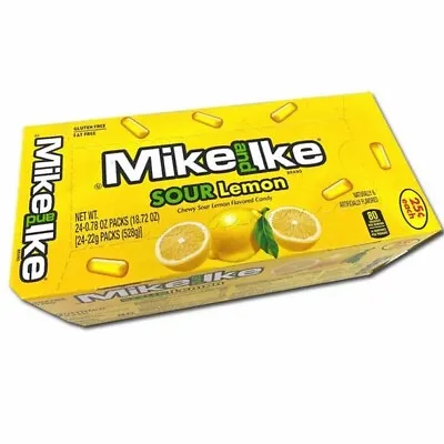 Mike And Ike Sour Lemon Chewy Candies - Case Of 24 0.78-oz. Box FREE SHIPPING • $16.91