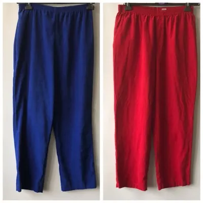 2 X Ladies Comfort Trousers Erin London Notations Red Blue Super Soft Med Large • $10.26