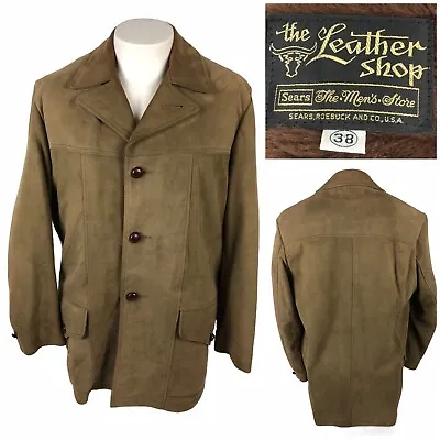 Sears The Leather Shop Jacket Tan Jacket 38 Suede Vintage Distressed Rustic • $166.65