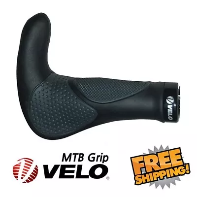 VELO MTB Bike Handlebar Grips 138mm With Bar Ends- Black X Grey • $24.90