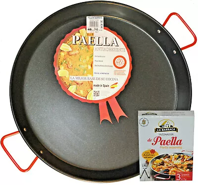 Paella Pan Non-Stick 30cm - 60cm Non Stick Paella Pan + Authentic Spanish GIFT • £22.49