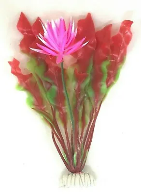 $7.50 • Buy 5 Pack - Red Flower Plant Artificial Aquarium Plastic Decoration For Fish Tank