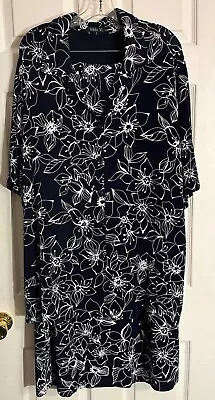 Vikki Vi Navy Blue Floral Pattern Button Front SS Top 2X & Maxi Skirt 3X Womens • $19.99