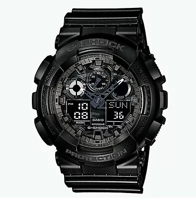 New Casio G-Shock GA-100CF-1A Camouflage Black Water Resist Chronograph Watch • $149.95