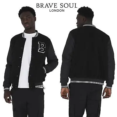 Brave Soul Mens Classic Varsity Jacket Long Sleeve College Baseball Jackets S-XL • £29.99