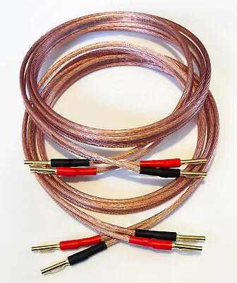 Van Damme Hi-Fi Speaker Cable 2.5mm Sq Pair LC-OFC Gold Plated 4 Mm Banana Plugs • £49.95