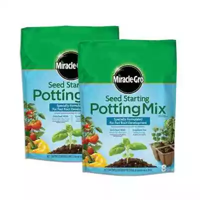 2-Pack Miracle-Gro Seed Starting Potting Soil Mix-16 Qt For Optimal Plant Growth • $16.67