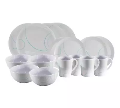 £29.90 • Buy PLS Melamine Dining Set Swirl 16 Piece Tableware Caravan Motorhome Camping