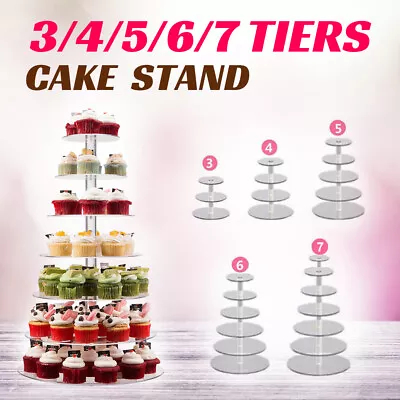 3/4/5/6/7/Tier Acrylic Clear Round Cupcake Cake Stand Birthday Wedding Party AU • $16.99