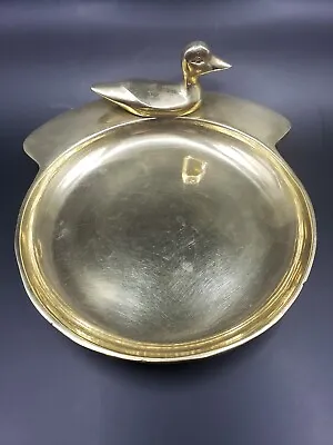 Vintage Solid Brass Windcurrent Change Dish Key Holder Trinket Dish Coin Duck • $16.99
