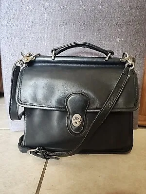 Vintage Coach 9927 Willis Black Leather Turn Lock Satchel Crossbody Bag • $150