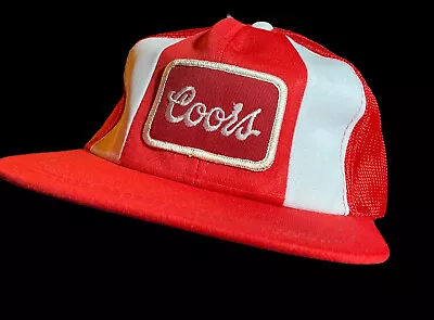Coors Beer Brewski Hat Mesh Red White Farm Cap Trucker Snapback Young An Vintage • $35.95