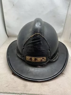 Vintage MSA MINE SAFETY APPLIANCE Fireman’s Safety Helmet Black PITTSBURGH 10822 • $119.99