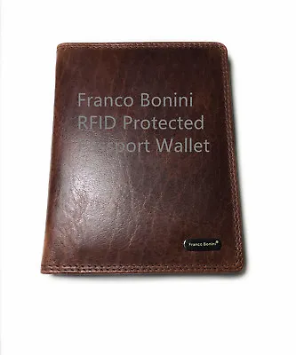 $37.95 • Buy Franco Bonini Full Grain Genuine Leather RFID Protected Passport Holder Wallet