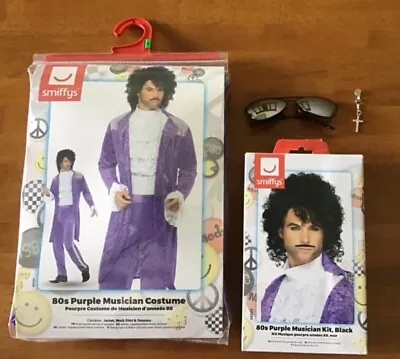Mens 80s Purple Rain Prince Pop Star Musician Fancy Dress Costume Outfit • $65