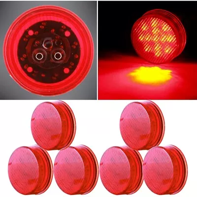 6Pcs Red 2.5  Round 13 LED Truck Trailer Light Side Marker Clearance Light • $19.94