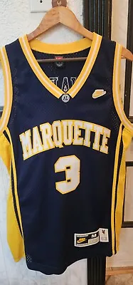 VTG Nike Marquette Golden Eagles Dwyane Wade Jersey 3 Mens Medium SEWN College • $109.99