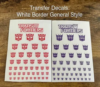 Transformers G1 Symbol Decals Stickers White Border Autobot And Decepticon Logo • $12