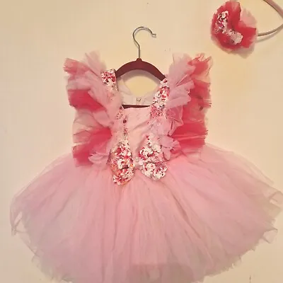  Gorgeous Baby Girl Dress 1st Birthday Dress Occasion Dressmatching Headband. • £23