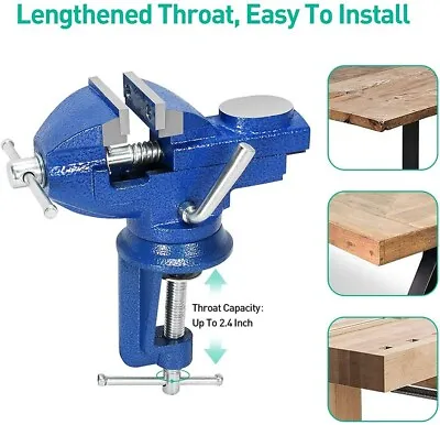£14.29 • Buy Multi-functional 60mm Clamp-on Work Bench Vise 360° Swivel Table Vice With Anvil