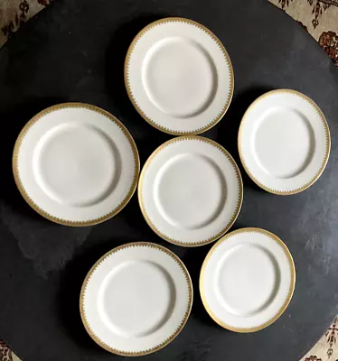 Vintage Elite Works Limoges France Dinner Plate Gold & Green 10 1/2   Lot Of 6 • $50