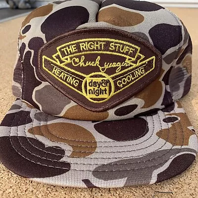 Vintage Chuck Yeager The Right Stuff Heating & Cooling Day & Night Hat Camo Cap • $44.95