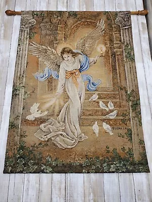 Lena Liu Angel Of Light Wall Tapestry Doves Birds Hanging 36”x26” W/38” Oak Rod • $39.99