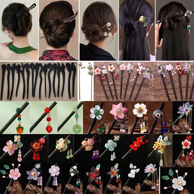 $2.19 • Buy Vintage Wooden Hair Stick Chinese Style Women Hair Forks Accessories Handmade