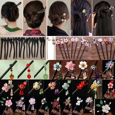 $4.94 • Buy Vintage Wooden Hair Stick Chinese Style Women Hair Forks Accessories Handmade