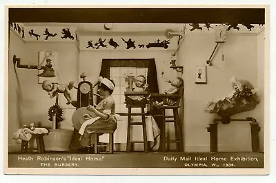 Heath Robinson  The Nursery  1934 Ideal Home Exhibition Real Photo Postcard B18 • £4.95