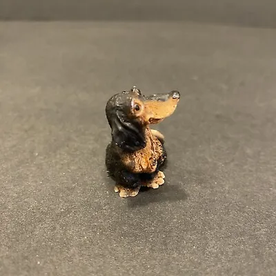 Vintage Tiny Miniature 1.75 H Long Hair Brown Dachshund Weiner Dog Figurine • $8.95