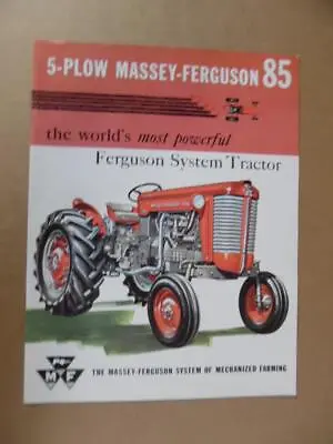 1959 5-Plow Massey Ferguson 85 Tractor Catalog Brochure Vintage Original VG+  • $24.95