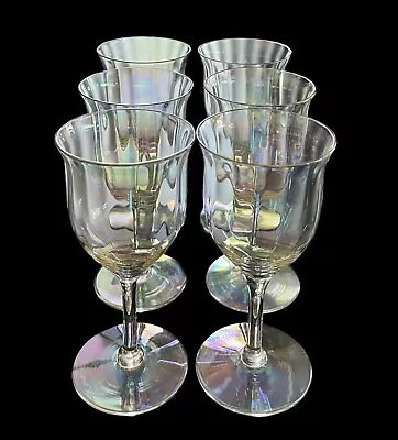 Set Of 6 Vintage Fostoria Mother Of Pearl Iridescent 5” Wine Cordial Glasses • $49.99