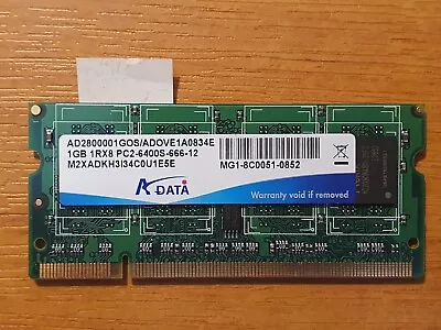 ADATA 1GB PC2-6400-666-12 Laptop RAM AD2800001GOS • £4