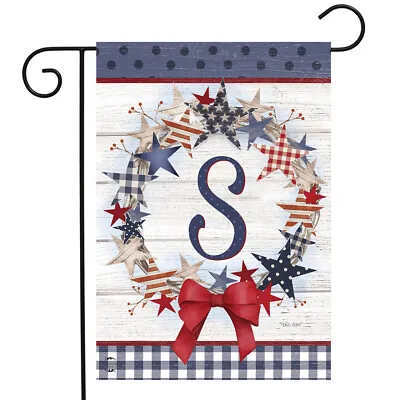 American Wreath Monogram S Garden Flag • $9.86