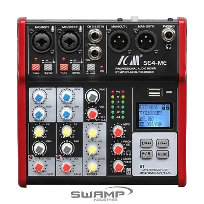 ICM SE-4-ME 4CH Compact Audio Mixer With Bluetooth And USB Recorder MP3 ADC/DAC • $99.99