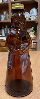 Vintage 1977 MRS. BUTTERWORTH'S Glass Bottle Syrup Amber Brown 10  W/ Metal Cap • $19.77