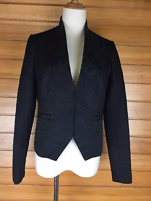 Queenspark Beautiful Black Embossed Long Sleeve Evening Jacket Size 6 As New • $28